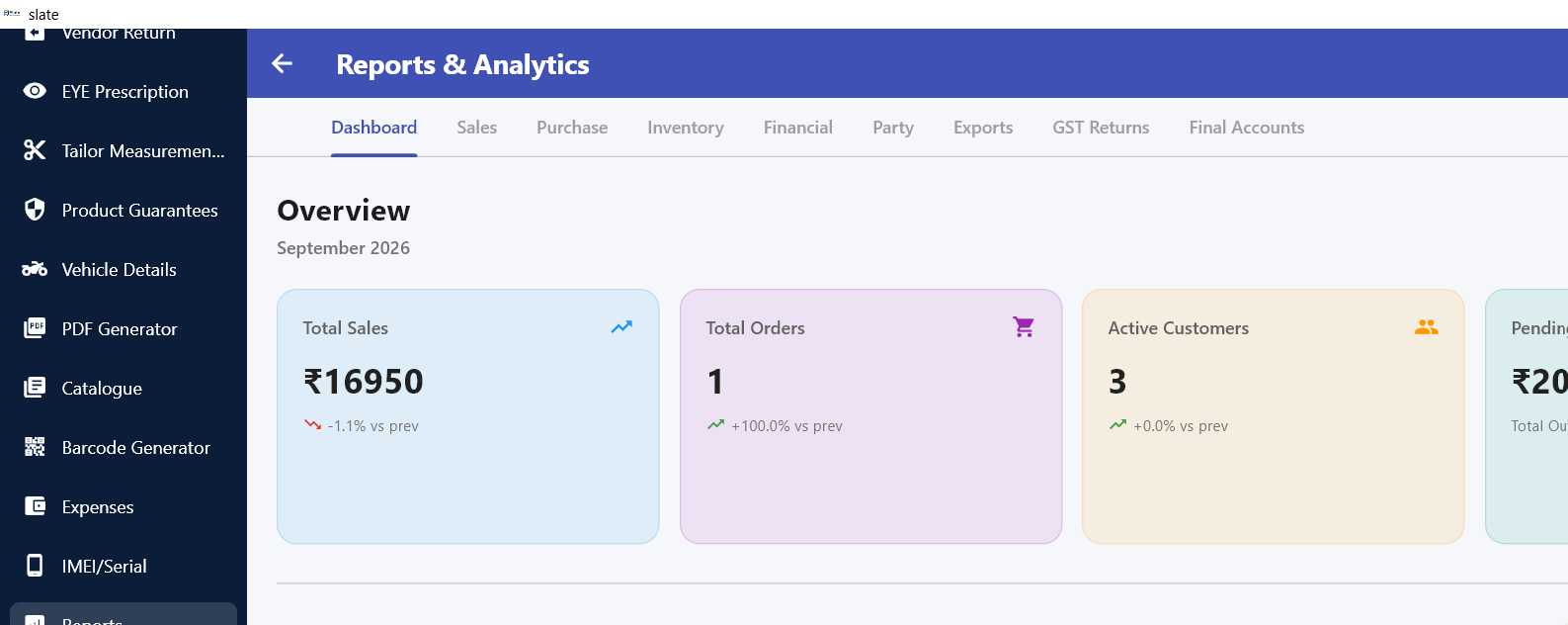 Reports & Analytics Dashboard