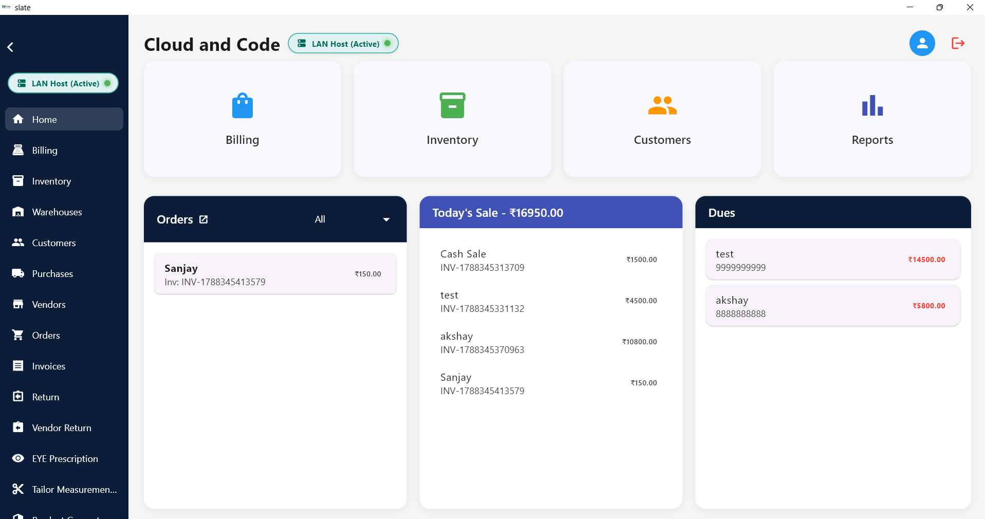 Slate Main Dashboard